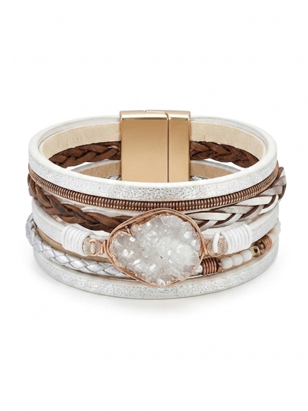 Handmade Druzy & Leather Wrap Bracelet